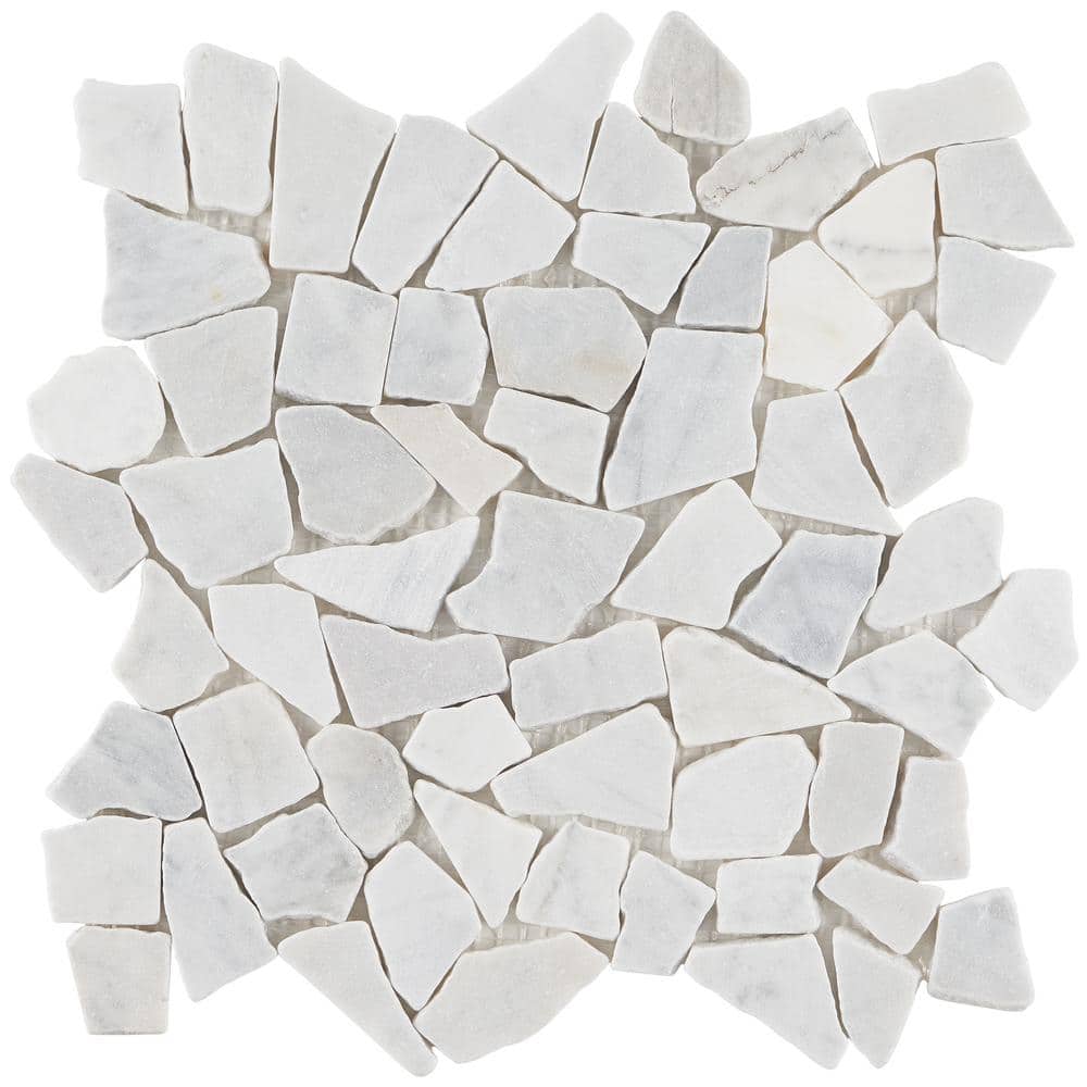 Landscape White Slate Pebble Mosaic Tile