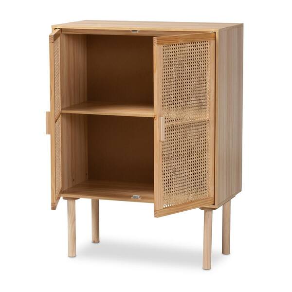 Baxton Studio Maclean Beige and Natural Brown Storage Cabinet with