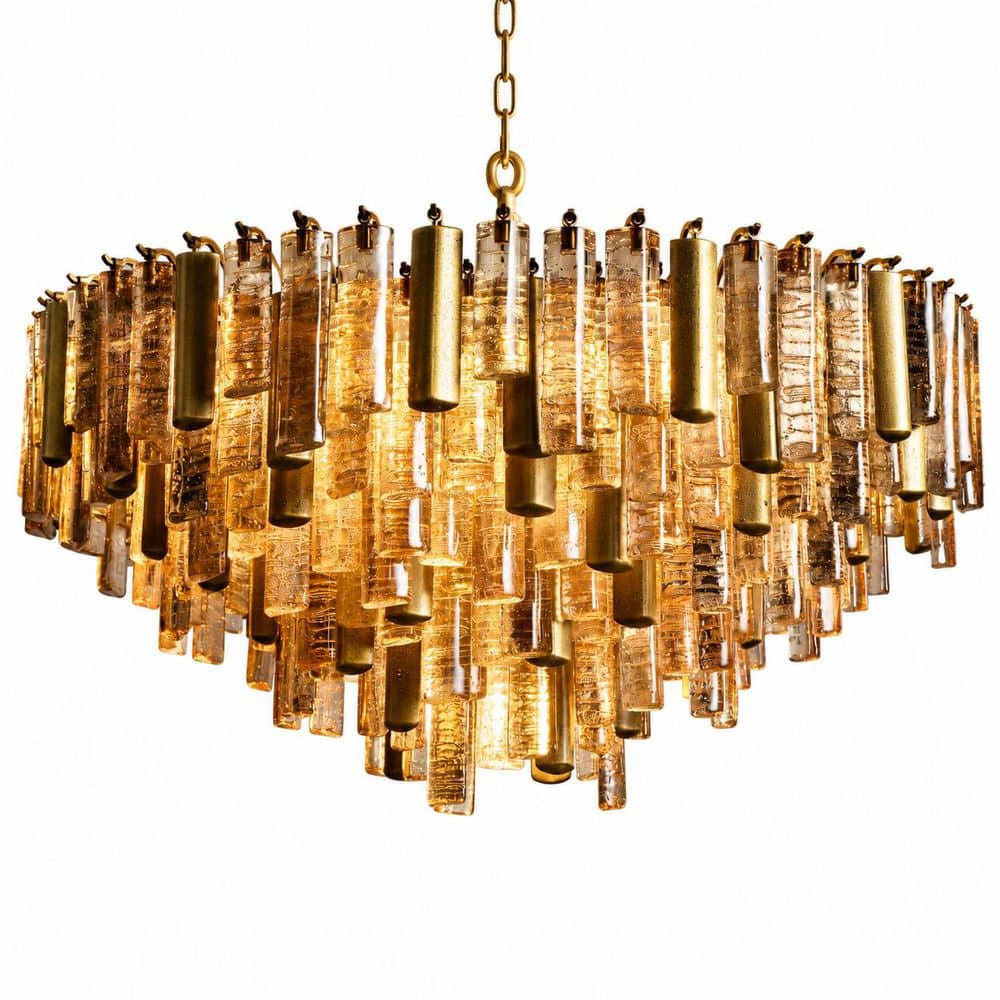 YUYI Vintage Chandelier 33.9 in.13-Light Copper-Finish Crystal