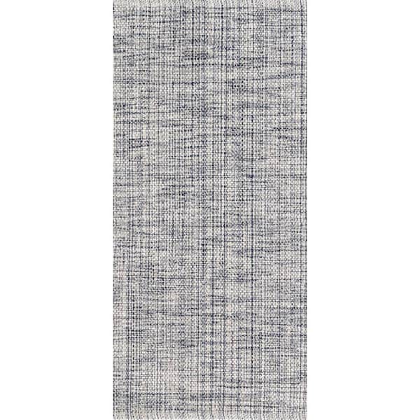 3 ft. x 12 ft. Indigo Marled Handwoven Cotton Indoor Runner Rug