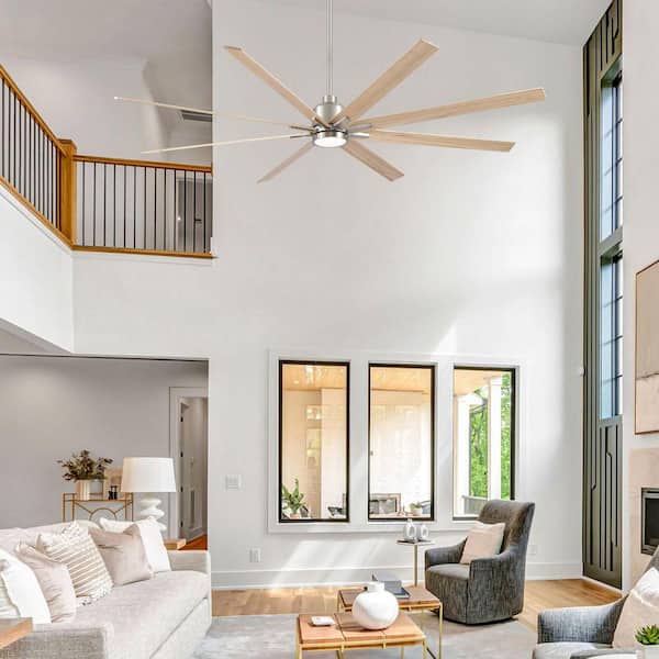 Avex 84 in. Brushed Nickel Standard Downrod Mount Ceiling Fan with Remote Control and Dimmable Integrated LED