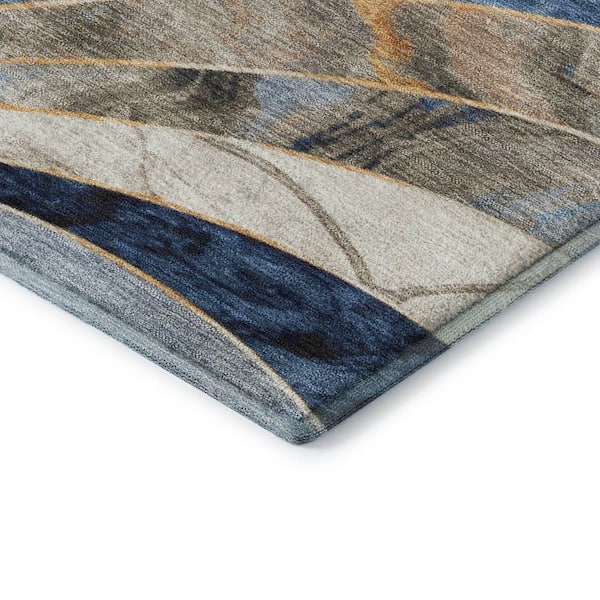 Mayfield Premium Machine Washable Abstract AMF2177 Navy 10 ft. x 14 ft. Area Rug