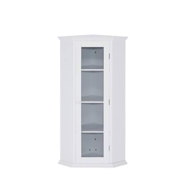 Unbranded 16.1 in. W x 16.1 in. L x 42.4 in. H in. White Linen Cabinet with Glass Door