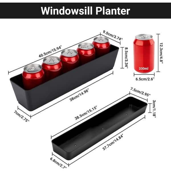 16 in. L x 3.8 in. W x 3.3 in. H 3-Pack Black Rectangle Window