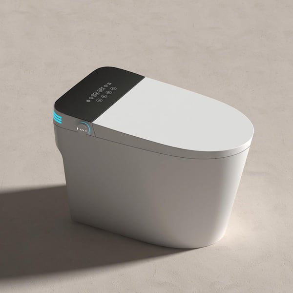 1. 32GPF Elongated Bidet Toilet in White with Automatic Flip Cover, Auto Flush, Foot Sensor, Heated Seat, LED Display