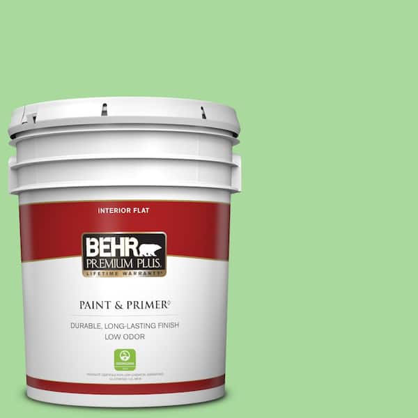 BEHR PREMIUM PLUS 5 gal. #440B-4 Cool Aloe Flat Low Odor Interior Paint & Primer