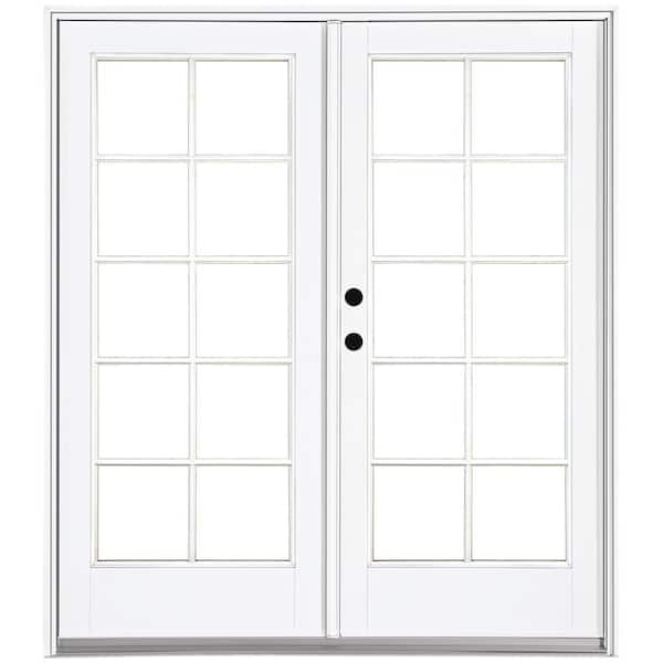 MP Doors 60 in. x 80 in. Fiberglass Smooth White Right-Hand Inswing Hinged Patio Door with 10-Lite SDL