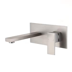 Modern Single Handle Wall Mount Bathroom Faucet in Brushed Nickel
