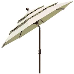 9 ft. 3-Tiers Market Umbrella Patio Umbrella with Ventilation and 5-Years Non-Fading in Natural