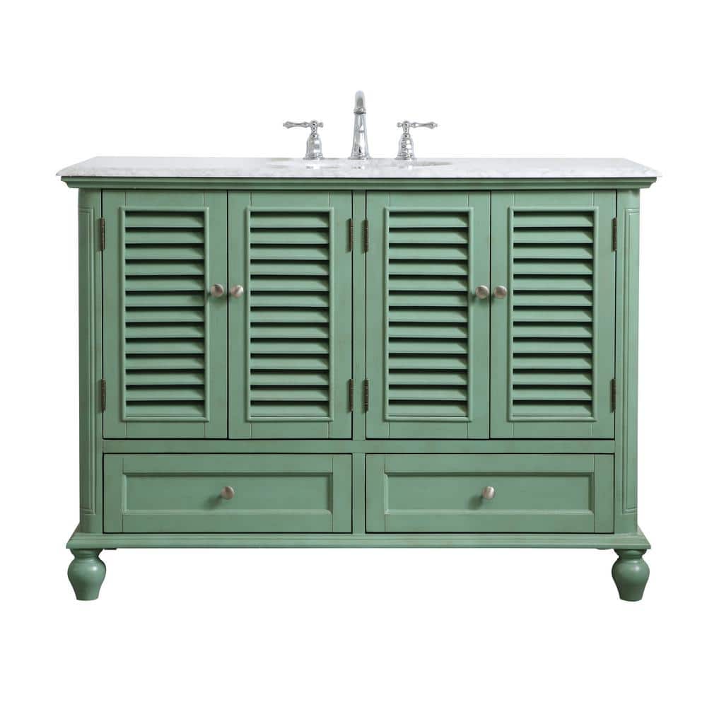 Simply Living 48 in. Single Bathroom Vanity in Vintage Mint with Marble Van