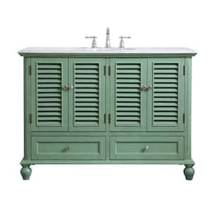 Simply Living 48 in. W x 22 in. D x 35 in. H Bath Vanity in Vintage Mint with Carrara White Marble Top