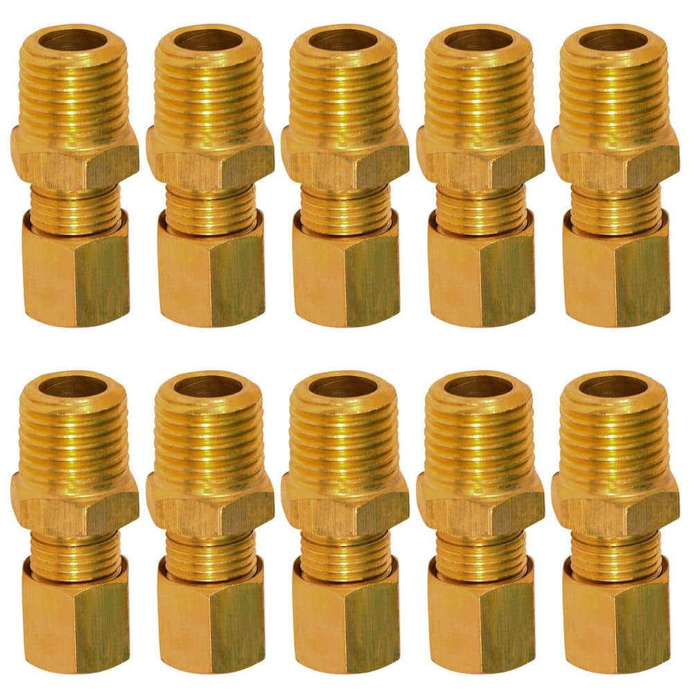 PLUMBFLEX 1/4 in. OD Copm x MIP Adapter Brass for Use with Potable ...