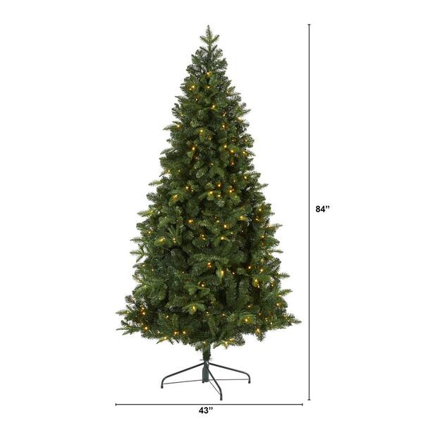 Nearly Natural 7 Ft. Pre-Lit Grand Teton Spruce Flat Back Artificial Christmas Tree With 220 Clear Led Lights T2001