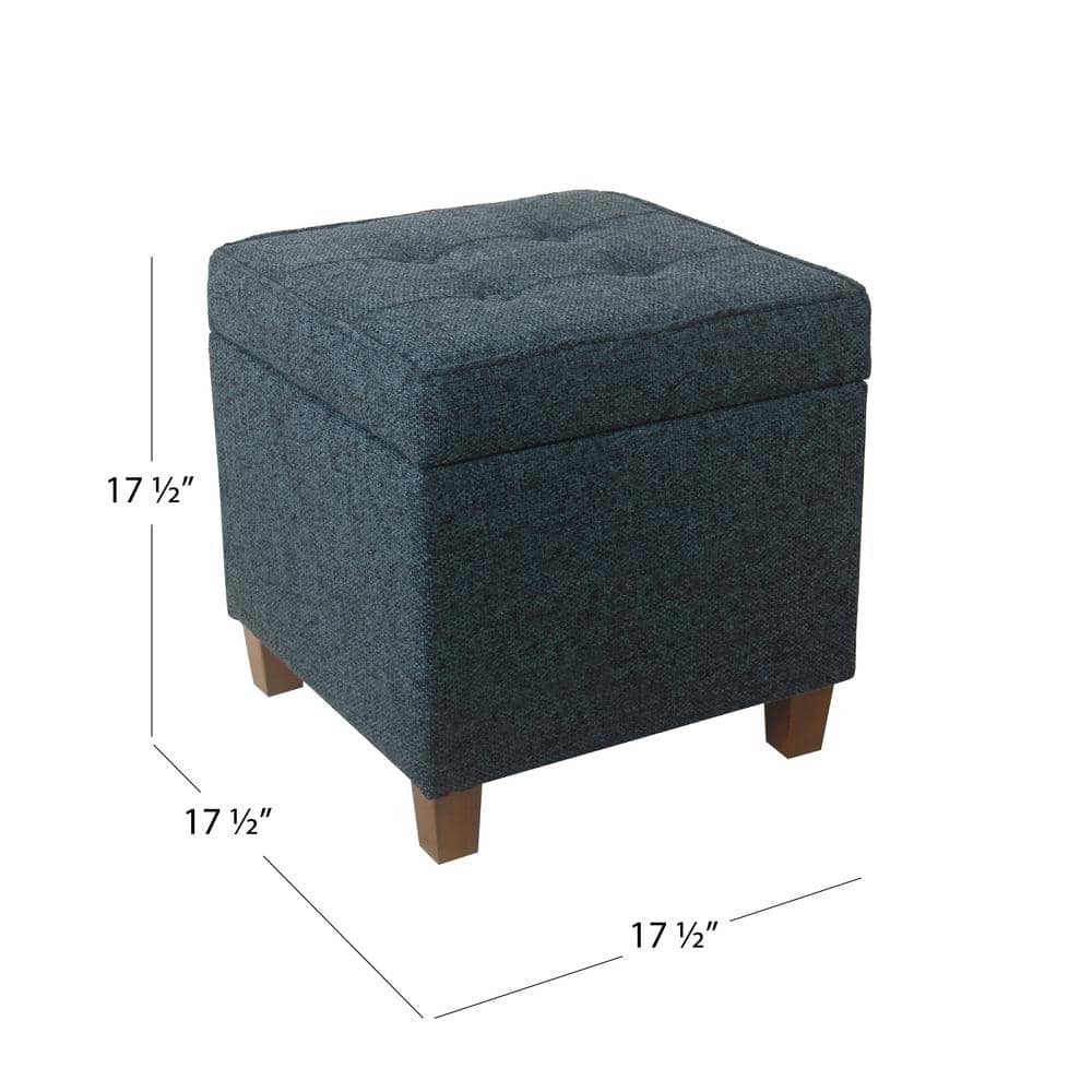 Small Textured Navy Tufted Storage Ottoman