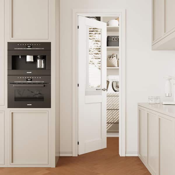 24 in. x 80 in. 1/2 Lite Mirrored Glass and Solid Core MDF White Primed Standard Interior Door Slab