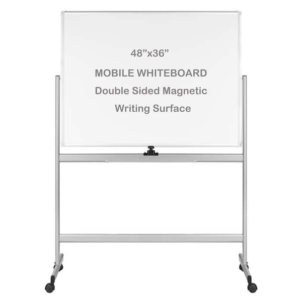 1-Pack Double Sided Magnetic Dry Erase Whiteboard with Rolling Stand, 360° Reversible, Aluminum Frame, 6 Sheet