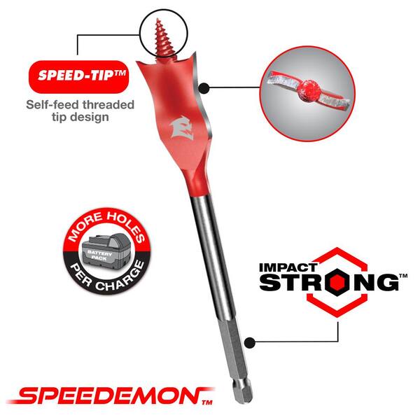 thumbnail image 2 of Freud Diablo DSP2080 SPEEDemon 11/16 X 6 Inch HSS Spade Wood Drill Bit 2 of 6