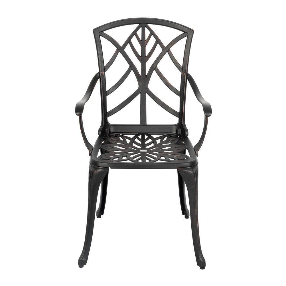 Black and Gold Cast Aluminum Outdoor Dining Chair Set