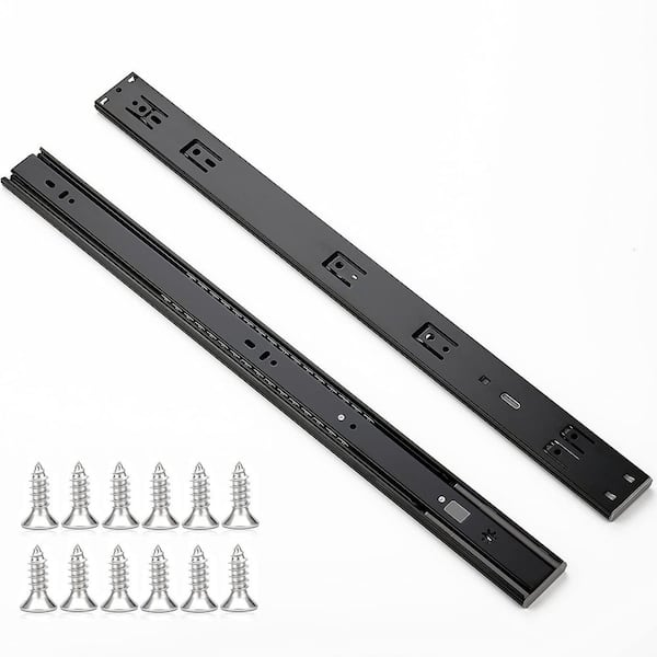 22 in. Black Zinc Metal Undermount Soft-Close Heavy Duty Ball Bearing Drawer Slides Side Mount 10-Pairs 20-Pack