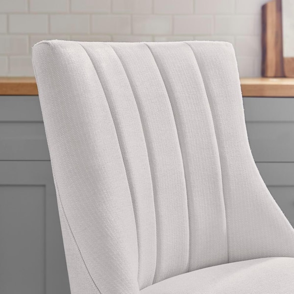Scotsfield Biscuit Beige Channel Tufted Upholstered Bar Stools (Set of 2)