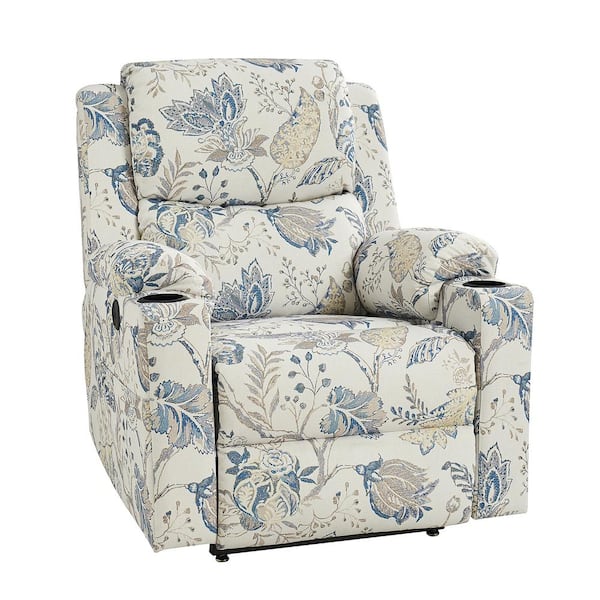 Lorenz Blue Traditional Dual Motor Lift Assist Recliner with Massage and Heat