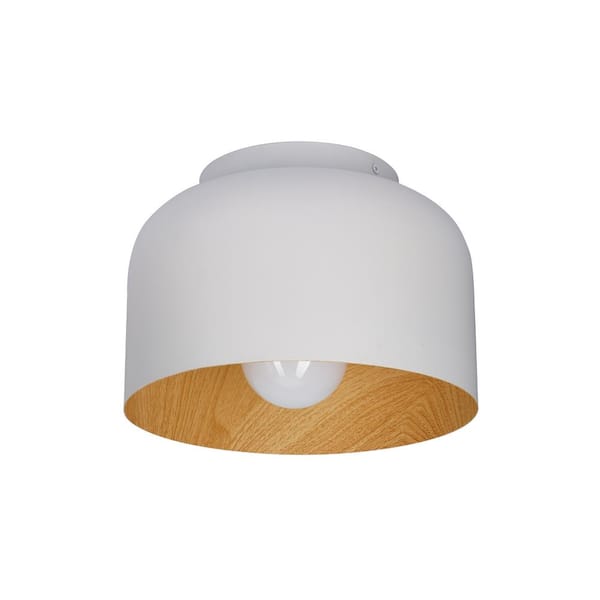 Alsy 10 in. 1-Light White Modern Flush Mount with Metal Shade and No Bulbs Included