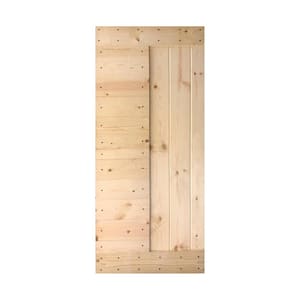 L Series 36 in. x 84 in. Unfinished Solid Wood Barn Door Slab - Hardware Kit Not Included