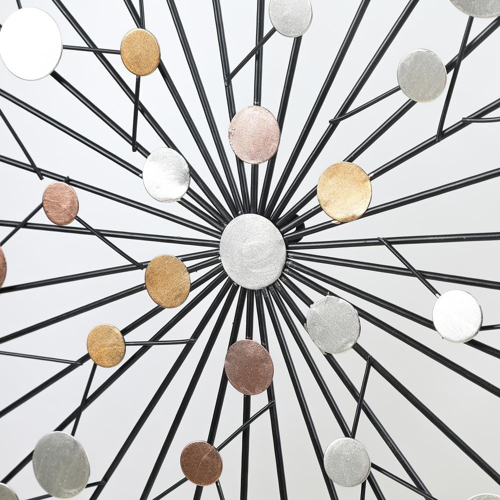 Mid-Century Modern Multicolor Iron Starburst Wall Sculpture