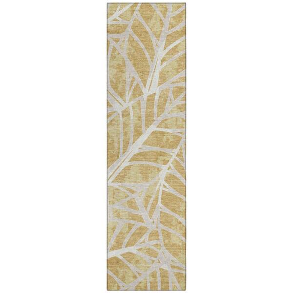 Chantille Machine Washable Indoor/Outdoor Abstract ACN2866 Gold 2 ft. x 7 ft. Runner Rug