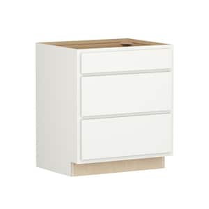 Shaker Partial Overlay 30 in. W x 24 in. D x 34.5 in. H Plywood Assembled Drawer Base Kitchen Cabinet in Linen White