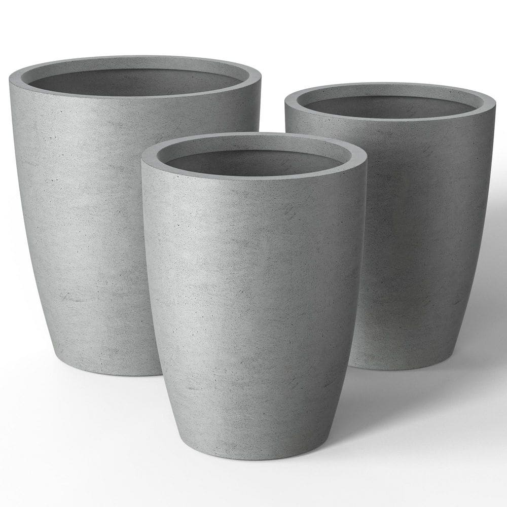 14 in., 17 in., 20 in. Natural Gray(Enhanced Core) Concrete Round Planter / Pot with Drainage Holes (3-Pack) price history on PriceWatchPro