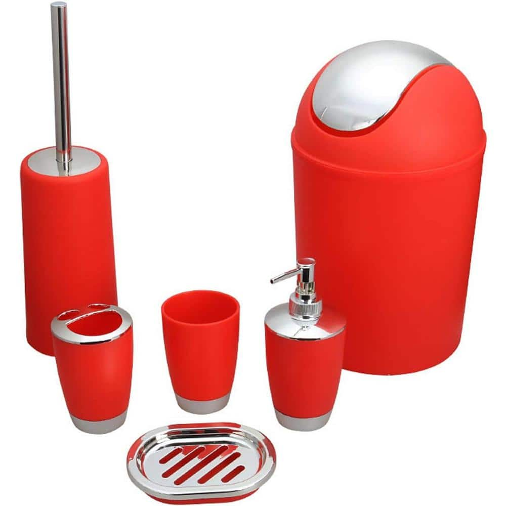 Red bathroom deals accessories