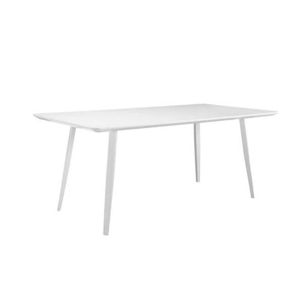 Benjara Hle White Wood Rectangle 35 in. 4 Legs Base Dining Table Seats 6