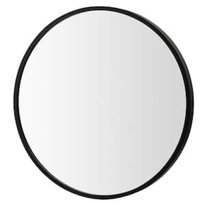 16 in. W x 16 in. H Round Aluminum Alloy Framed Wall Bathroom Vanity Mirror in Black