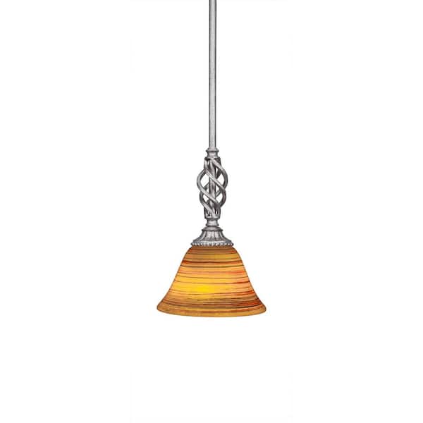Unbranded Bridgewater 100 W 1-Light Aged Silver Standard Mini Pendant Light with Glass Shade