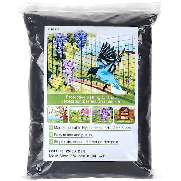 25 x 25 ft. Heavy Duty Nylon Bird Netting, 3/4 in. Mesh Garden Bird Netting for Protecting Fruit Trees and Vegetables