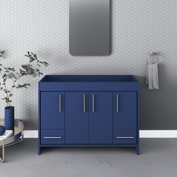VOLPA USA AMERICAN CRAFTED VANITIES Pacific 48 in. W x 18 in. D x 33.88 in. H Bath Vanity Cabinet without Top in Navy