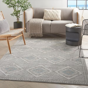 Concerto Grey/Ivory/Blue 3 ft. x 5 ft. Border Contemporary Kitchen Area Rug