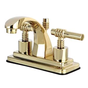 Milano 4 in. Centerset 2-Handle Bathroom Faucet in Polished Brass