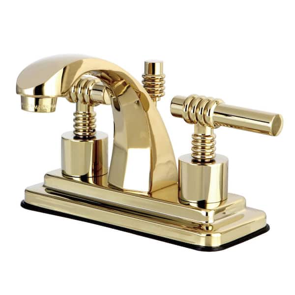 Kingston Brass Milano 4 in. Centerset 2-Handle Bathroom Faucet in Polished Brass