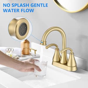 4 in. Centerset Double Handle Bathroom Faucet Combo Kit with Pop-Up Drain and Drain Assembly in Brushed Gold