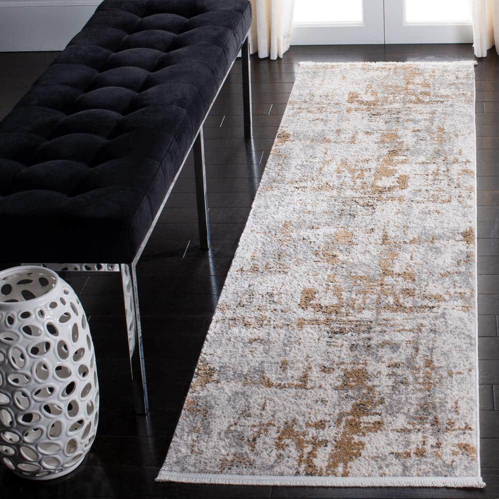 Shivan 2 ft. x 18 ft. Gray/Gold Geometric Runner Rug price history on PriceWatchPro