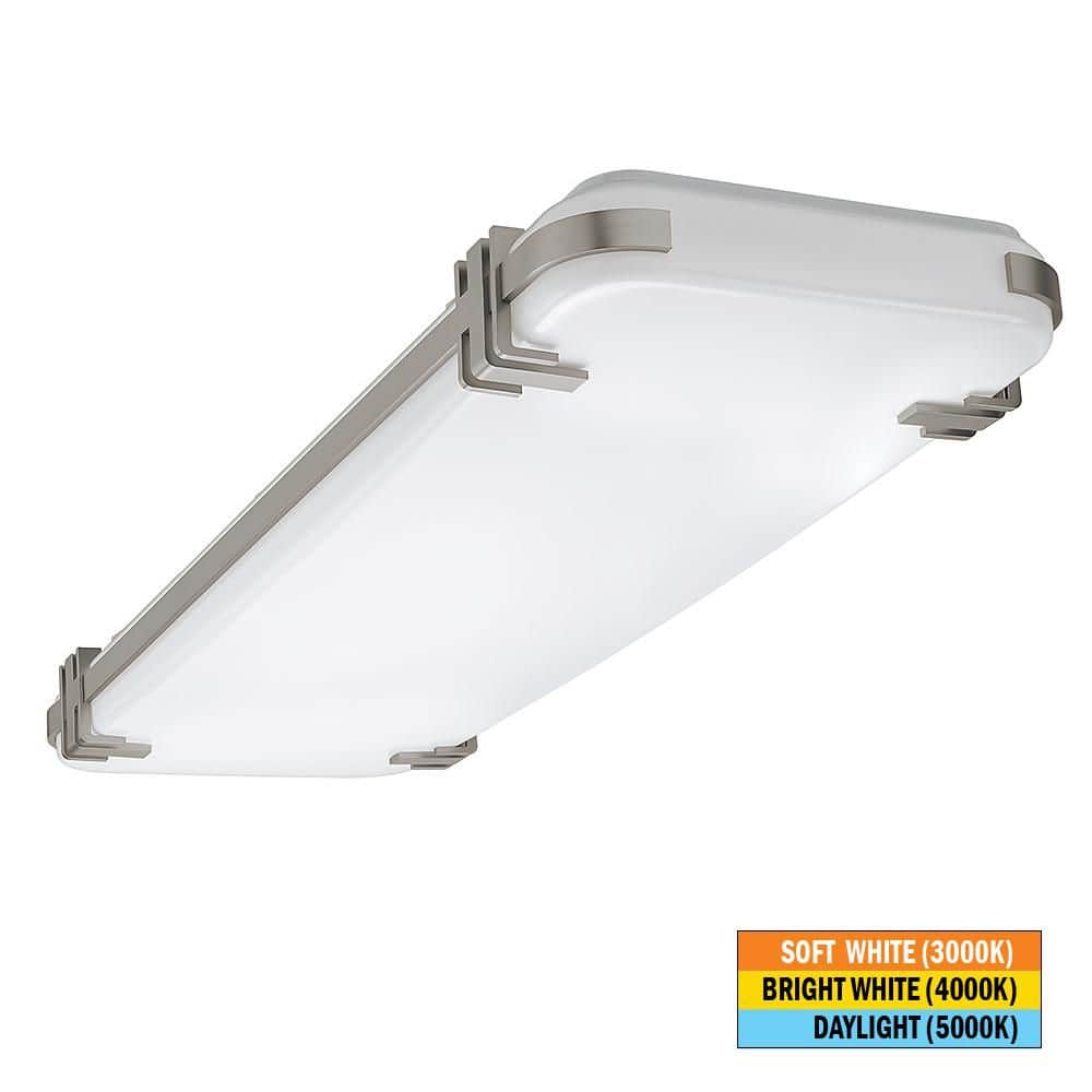 48 in. x 15 in. Brushed Nickel Mission Accents LED Flush Mount Light Fixtur