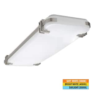 Mission Industrial 48 in. x 15 in. Brushed Nickel Adjustable CCT LED Flush Mount Ceiling Light 5500 Lumens Dimmable