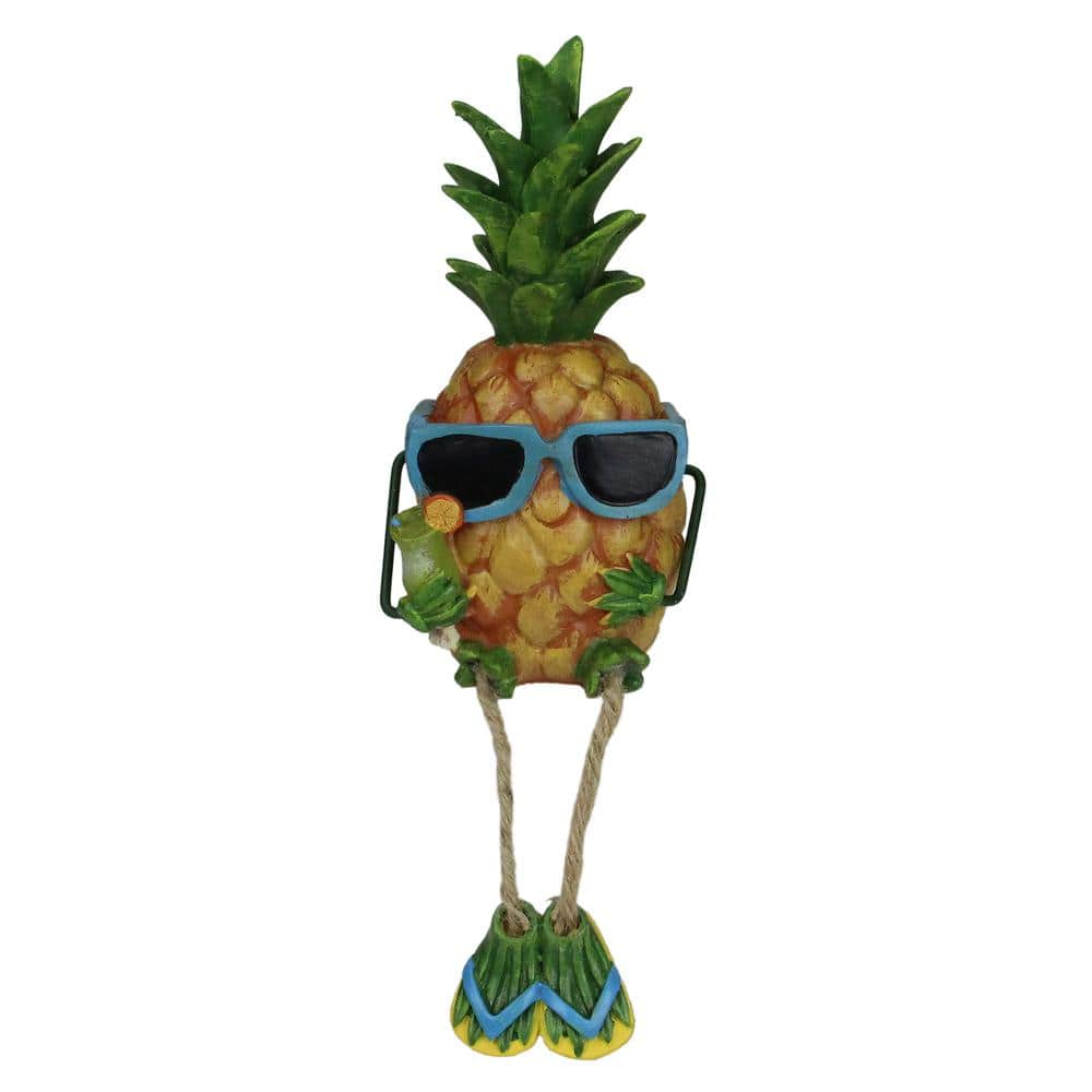 9" Summertime Dangling Leg Pineapple Girl Garden Statue/ 4 pcs