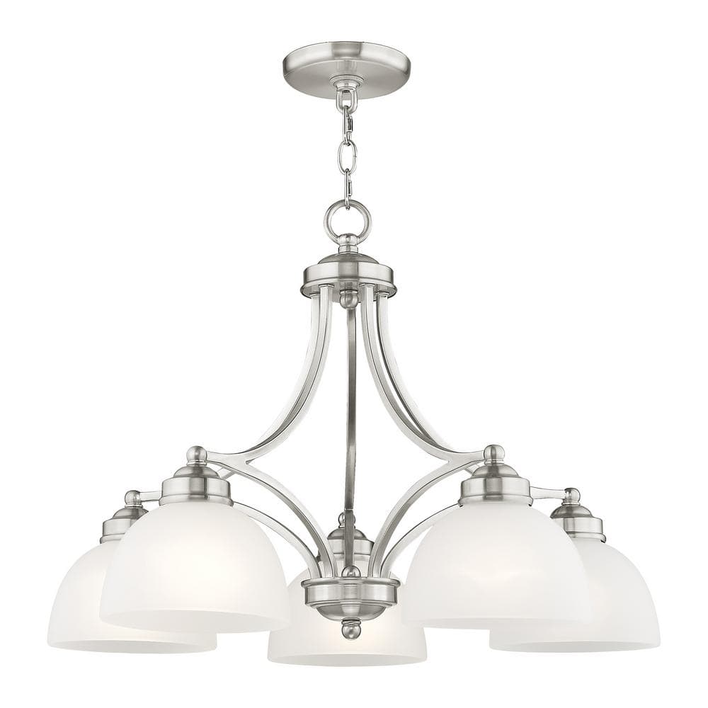 Somerset Elegance 5-Light Chandelier in Brushed Nickel with Satin Glass