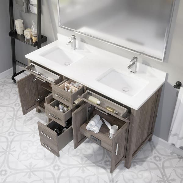 Hungerford 60'' Double Bathroom Vanity with Stone Top