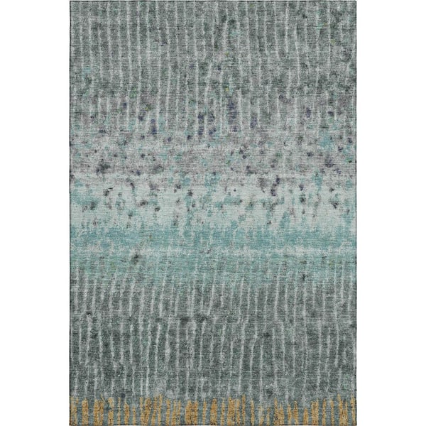 Mayfield Premium Machine Washable Abstract AMF2406 Teal 3 ft. x 5 ft. Area Rug