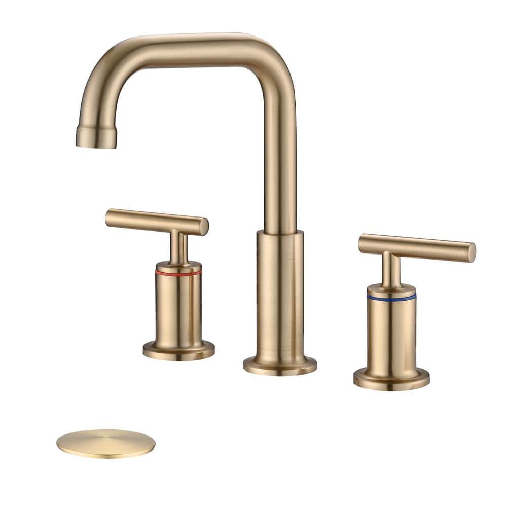 8 in. Widespread Double Handle Bathroom Faucet with Drain Kit in Brushed Gold price history on PriceWatchPro