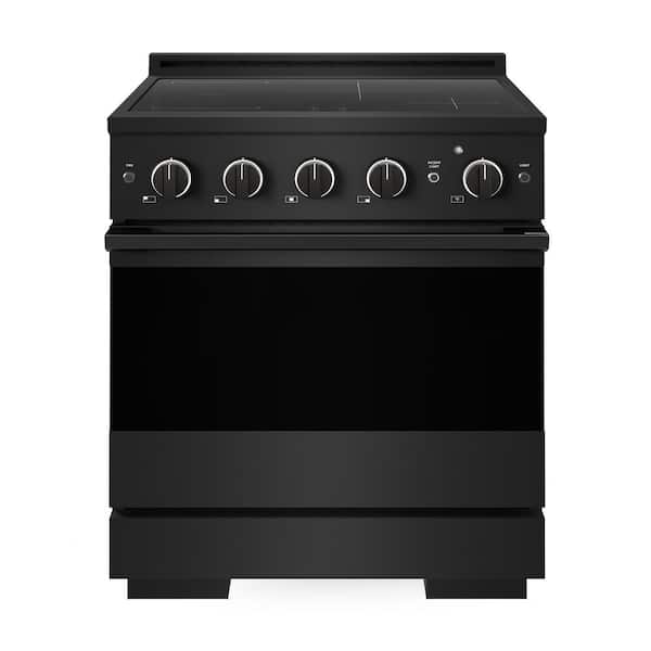30 in. 4.2 cu. ft. Marino Induction Range with 4 Burner Elements and Electric Convection Oven in Black Stainless Steel